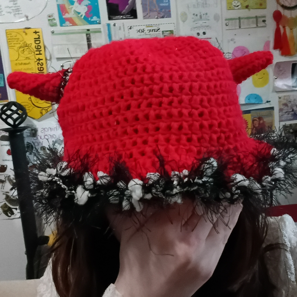 Crochet handmade devil bucket hat